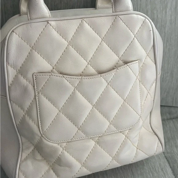 CHANEL Quilted Top-Handle Satchel in Cream White with Tassel - Picture 2 of 5